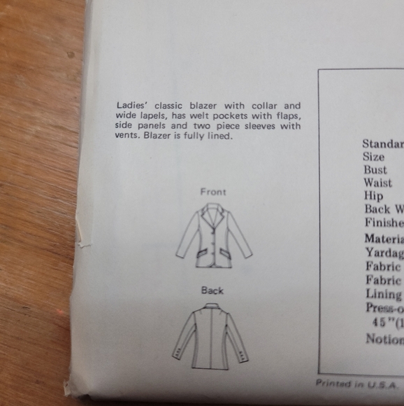 Kwik Sew 1970s Blazer Patter - Picture 4 of 7